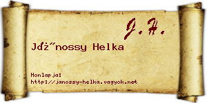 Jánossy Helka névjegykártya
